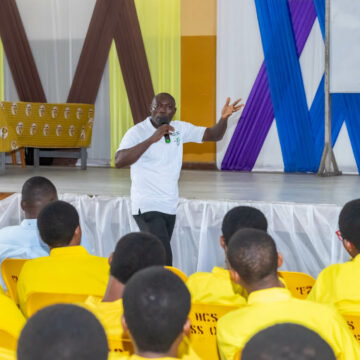 Dr. Samuel Ofori giving a lecture on climate change